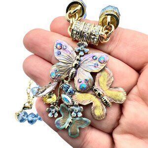 Kirks Folly Womens Necklace Crystal Magnetic Enhancer Forget Me Not Butterfly